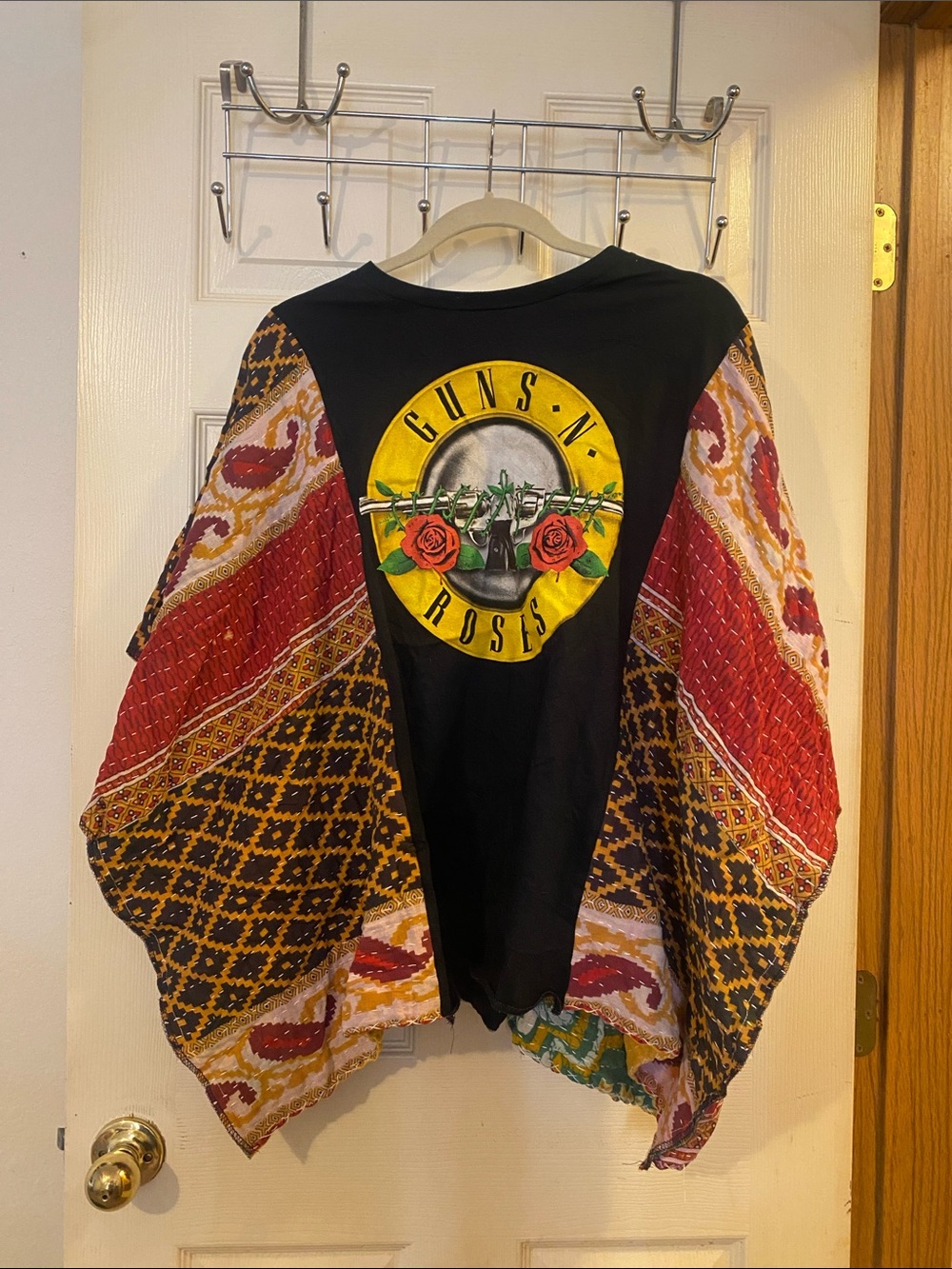 Womens Kantha Black Guns & Roses oversized X-Large Shirt.